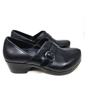 DANSKO Tamara Women's Black Leather Clog Slip-On Shoes Size 38